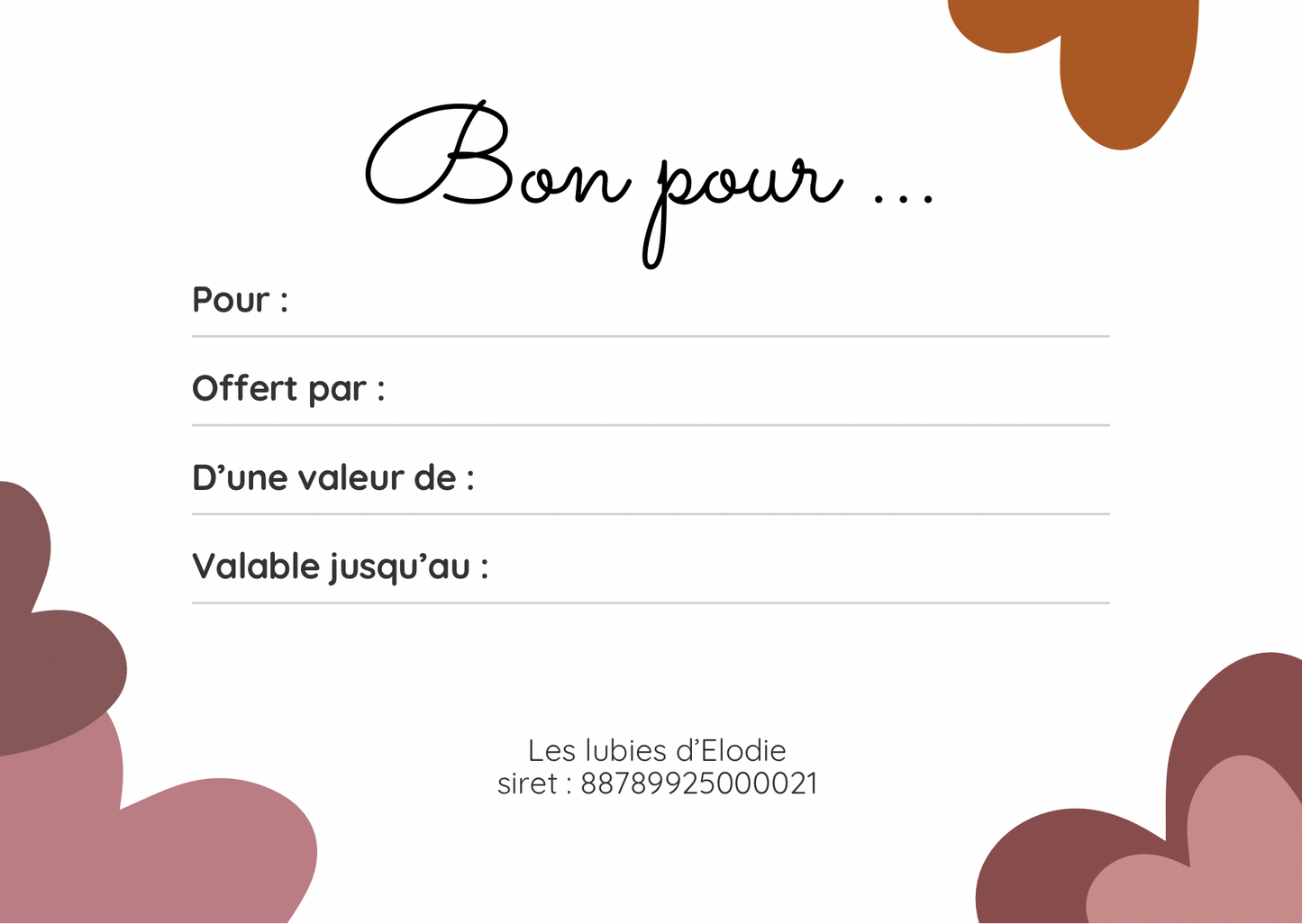 Carte cadeaux (format papier)